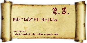 Mátéfi Britta névjegykártya